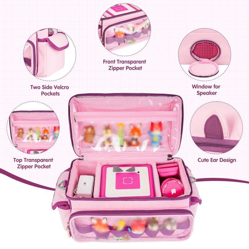 Jaffzora Carrying Case Compatible with Toniebox Starter Set,Cute Storage Bag Fits for Tonies Figures Characters,Tonies Headphones & Accessories, Pink&Purple(Bag Only) - Image 5